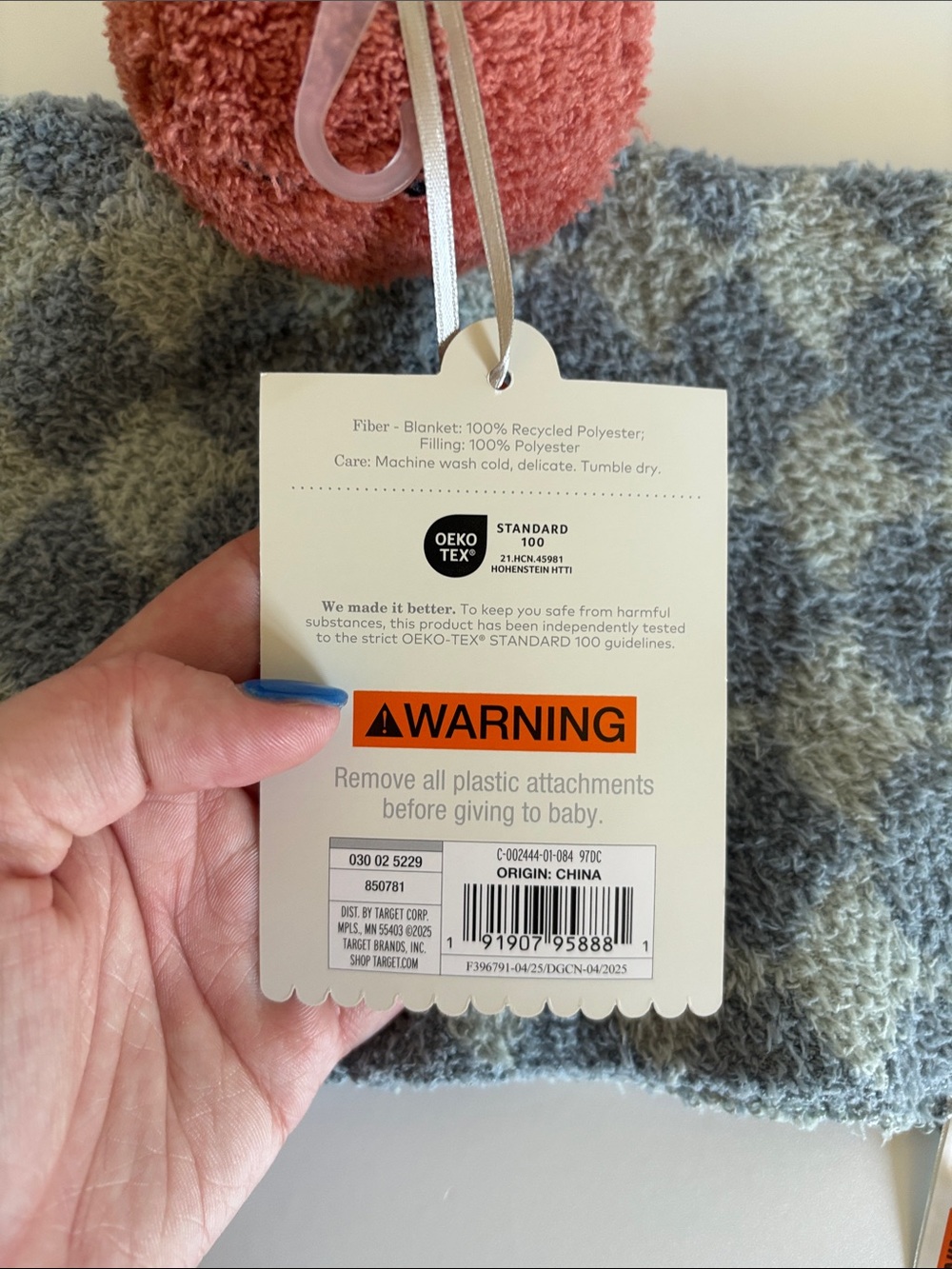 cloud island Gray & Blue Plush Apple Security Blanket - Picture 3 of 3